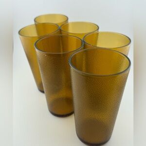 Vintage Texan Brown Plastic Cups Set of 6 - 12oz Restaurant Ware